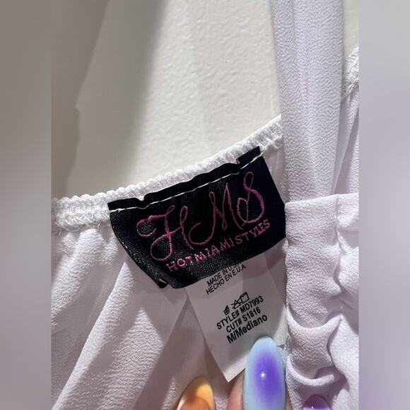 Hot Miami Styles White Halter Sundress with Cutout and Slit - Picture 5 of 7